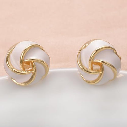 Yoursfs Knot Multicolor Clip on Earrings For Women Silver and gold Plated Large Non Pierced Floral Earrings - style: White four knot ear clip