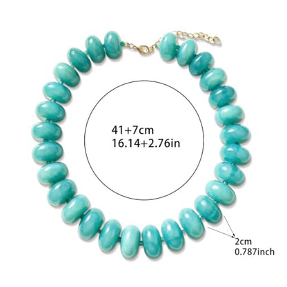 CSIYANJRY99 Chunky Beaded Necklace for Women, Large Colorful Resin Beads Statement Necklace, Boho Summer Beach Vacation Jewelry Gifts - color: Green