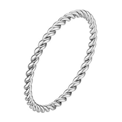 Women's Stainless Steel 1.1mm Rope Thin Wedding Ring Silver Rose Gold Plated Size 4 to 9 - color: 1.1mm, Silver