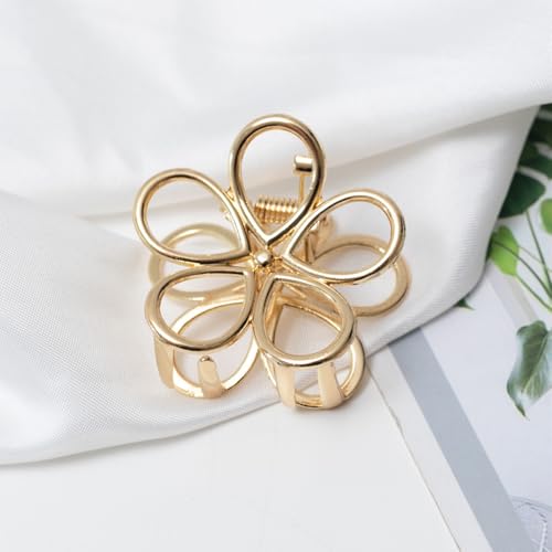 Gold Flower Hair Clip - Small, Cute, Fashion Metal Hair Accessory for Women - 1PCS - color: Flower