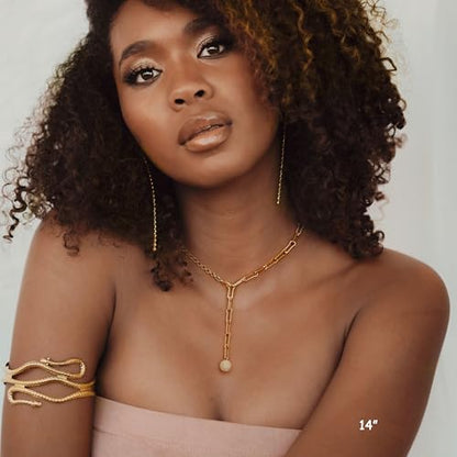 Aobei Pearl 18K Gold Plated Moon Star Lion Evil Eye Love Heart Cross Pendant Necklace Medallion Paperclip Chian Choker Layering Jewery for Women - color: Golden Matte Ball