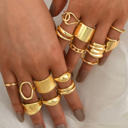 FUTIMELY 14K Gold Stackable Knuckle Rings Set for Women,Aesthetic Silver Trendy Dainty Open Midi Rings Set,Midi Finger Rings Pack Jewelry Gifts - color: Gold5
