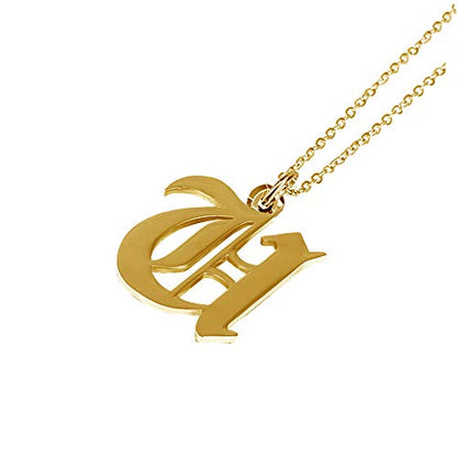 Women's Old English Initial Necklace 18K Gold Plated Stainless Steel Letter Pendant Gift - style: U