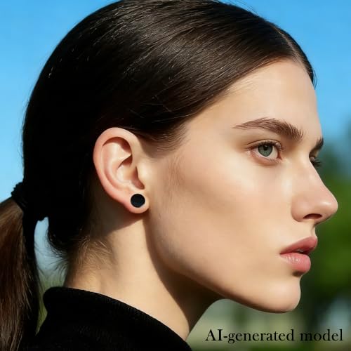 6G-50mm Solid Ear Plugs Tunnels for Women Men Double Flared Saddle Ears Gauge Plug Stretcher Expander Piercing Body Jewelry Black White Clear 1 Pairs - color: Black Tone, size: 0 Gauge(8mm) = 5/16 inch