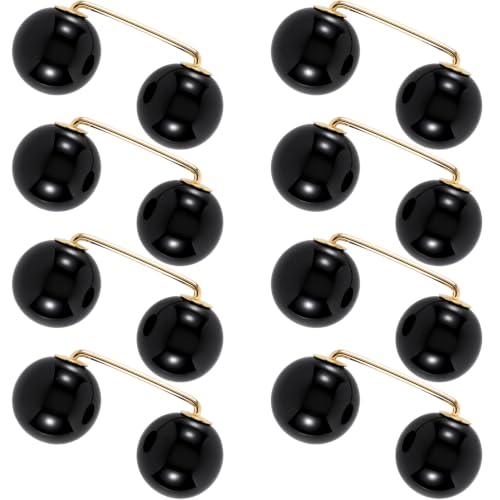 Pearl Brooches Pins, Faux Pearl Sweater Shawl Clip - color: Black, 8pcs