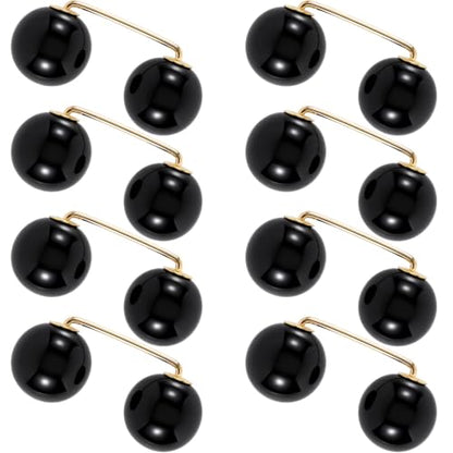 Pearl Brooches Pins, Faux Pearl Sweater Shawl Clip - color: Black, 8pcs