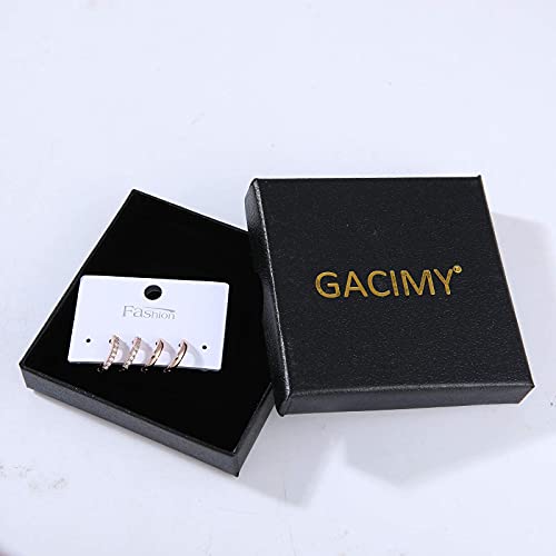 Gacimy Hoop Earrings for Women 14K Gold Plated Cartilage Stud Small Huggie Ear Cuff - color: Rose Gold & CZ, size: 15MM