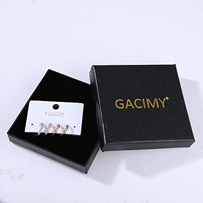 Gacimy Hoop Earrings for Women 14K Gold Plated Cartilage Stud Small Huggie Ear Cuff - color: Rose Gold & CZ, size: 15MM