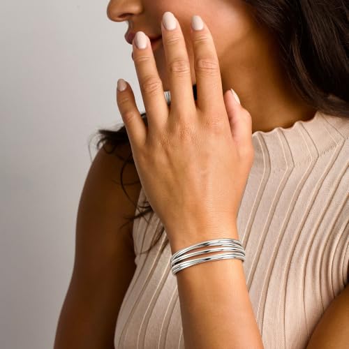 AOZEL Gold Bangle Cuff Bracelets for Women Trendy Chunky Adjustable Twist Love Textured Bracelet Jewelry Gifts - color: Silver Twisted