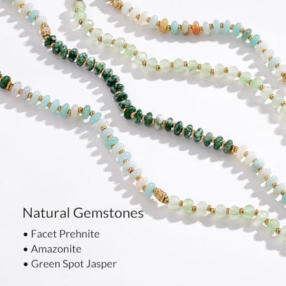 KissYan Beaded Necklaces for Women, Layered Pendant Choker for Summer | Stackable Colorful Natural Gemstone Handmade Beach Charm Chain Valentine's Jewelry Gifts For Girlfriend Wife Lover - style: Leaf