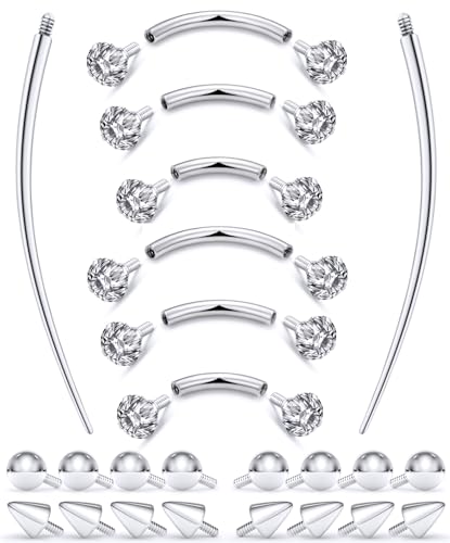 Prjndjw Internally Threaded Eyebrow Piercing Jewelry Surgical Steel Curved Barbell Tiny Eyebrow Ring Vertical Labret Lip Jewelry Ear Rook Earrings for Women Men 20g 16g 6mm/8mm/10mm/12mm - color: Silver internal thread 16G Curved Bar Piercing Jewelry
