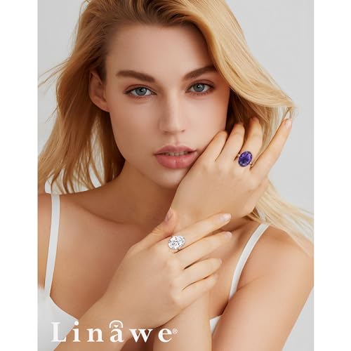 Linawe Cubic Zirconia Imitation Diamond Moissanite Rings for Women, 14K Gold/Rose Gold/Silver Adjustable Chunky Ring, Costume Rhinestone Jewelry for Wedding Engagement | Costume Jewelry, Copper, Large, Cocktail, Birthstone, Rhinestone, Gemstone, Cubic Zir