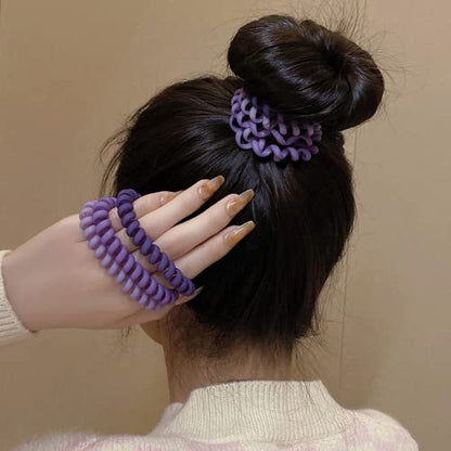 6 Pcs Spiral Hair Ties - Matte Candy Purple Plastic Phone Cord Hair Bands for Any Kinds of Hair
