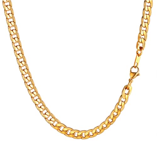 Necklace for Men Stainless Steel Statement Cuban Chain Necklace Gold/Silver/Black Plated 7mm Chain Hip Hop Jewelry 18/20/22/24/26/28/30 Inch - color: 7mm-Gold Cuban Chain, size: Length 26 Inch