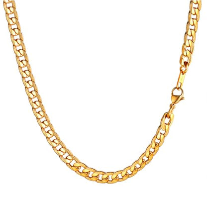 Necklace for Men Stainless Steel Statement Cuban Chain Necklace Gold/Silver/Black Plated 7mm Chain Hip Hop Jewelry 18/20/22/24/26/28/30 Inch - color: 7mm-Gold Cuban Chain, size: Length 26 Inch