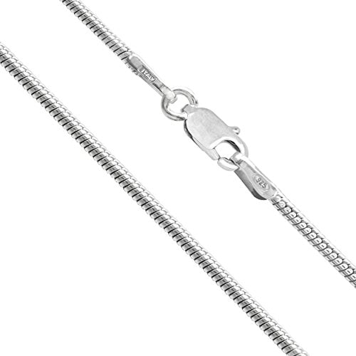 Sterling Silver Chain Necklace for Women Snake 1.9mm Tarnish Resistant Responsibly Sourced - Non-Migrating Clasp Design - Sterling Silver Chain Necklace - Italian Made in Italy - Quality Durable Sturdy 1.9mm Chain for Women - Quality Gift Box - 925 Sterli