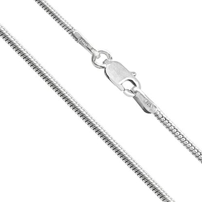 Sterling Silver Chain Necklace for Women Snake 1.9mm Tarnish Resistant Responsibly Sourced - Non-Migrating Clasp Design - Sterling Silver Chain Necklace - Italian Made in Italy - Quality Durable Sturdy 1.9mm Chain for Women - Quality Gift Box - 925 Sterli