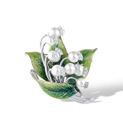 Santuzza 925 Sterling Silver Enamel Brooch Pin for Women - color: [D]Convallaria