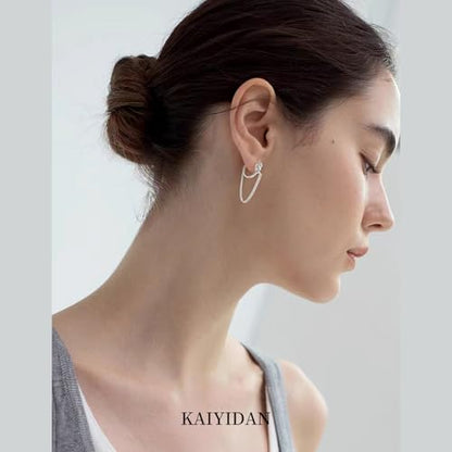 2 Pairs Gold/Silver Hoop Earrings For Women Set Trendy,14K Plated Gold Chunky Huggie Hoop Earings Pack,Oval Twisted Statement Silver Hoops,Fashion Jewelry Gift - color: 22) Silver chain hoops