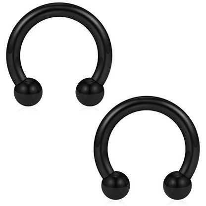 SCERRING 12PCS 10-14mm Stainless Steel Nose Horseshoe Hoop Rings Eyebrow Lip Ear Tragus Septum Piercing Hanger Retainer 16G 14G 12G - style: 12G - Inner Dia. 10mm