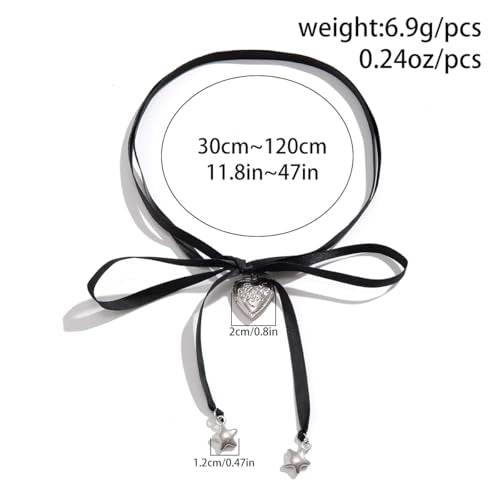 Pearl Ribbon Bow Choker Necklaces Y2k Coquette Necklace for Women - color: Black2