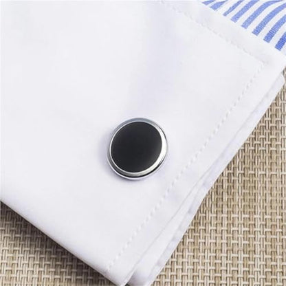 Mens Cufflinks and Studs Set 8-Piece Men's Tuxedo Cufflink and Stud Set, Formal Shirt Accessories - color: F black