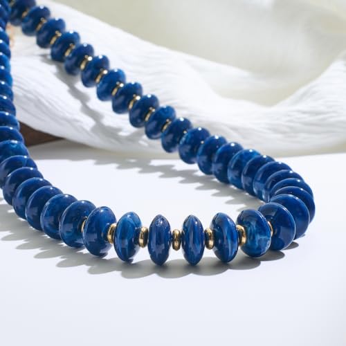 Acrylic Beaded Necklace for Women,Beach Strand Jewelry Gifts | Statement Necklace,Cute Trendy Handmade Jewelry for Women,Chunky Beaded Necklace,Resin Beads Choker - color: Navy blue