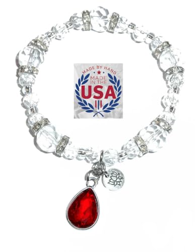 Hidden Hollow Beads Women's Crystal Stretch Charm Bracelet Handmade USA Inspirational Friendship Gift Jewelry for Her - style: Birthstone January