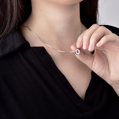 CANDYFANCY Initial Pendant 925 Sterling Silver Letters Personalized Alphabet Pendant Fit 1mm Box Chain - color: Alphabet O Pendant