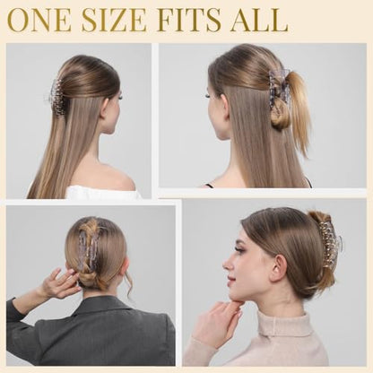 Clear Hair Clips for Women -8 Pack 4.3 Inch Large Matte Banana Claw Clips for Women Thin Thick Curly Hair, Big Strong Hold jaw - color: Clear