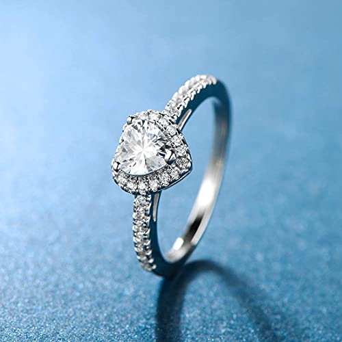 MDFUN Luxurious 18k Gold Plated Cubic Zirconia Wedding Engagement Rings Eternity Bridal Band Halo Rings - color: B-white gold plated