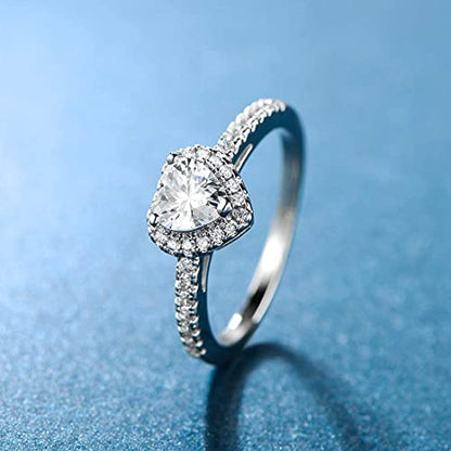 MDFUN Luxurious 18k Gold Plated Cubic Zirconia Wedding Engagement Rings Eternity Bridal Band Halo Rings - color: B-white gold plated
