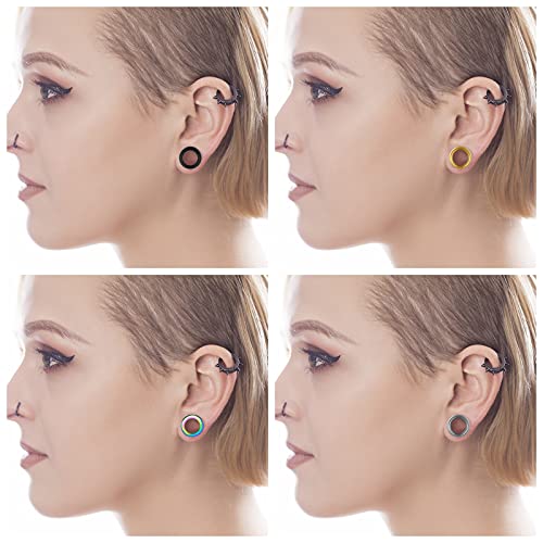 WBRWP Unisex Women 6pcs/8pcs-3pairs/4pairs Hollow Zircon Stainless Steel Screw Ear Plugs Tunnels with ZirconEar Plugs Tunnels - Ear Expander - Ear Gauges Stretcher Body Piercing 8g-5/8 - color: 4pairs(8pcs) Hollow Tunnels set