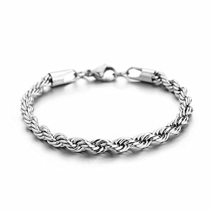 Twist Chain Necklace - Stainless Steel Rope Jewelry for Men & Women - size: 8 Inches, style: 3 mm Wide