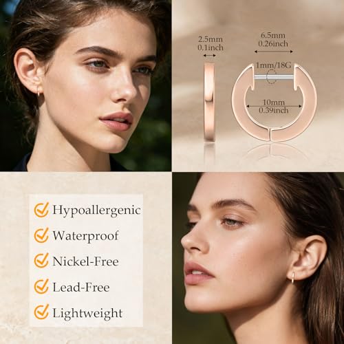 Limerencia G23 Pure Titanium Hypoallergenic Huggies Hoop Earrings for Women Sensitive Ears - color: rose gold