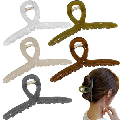 Extra Large Hair Claw Clips for Thick Hair, Big Non-Slip Claw Clips for Women, 5 Pack 4.3" Jelly & Matte Hair Clips for Long Hair(Jelly-D 5pcs 4.3") - color: Jelly-D 5pcs 4.3"