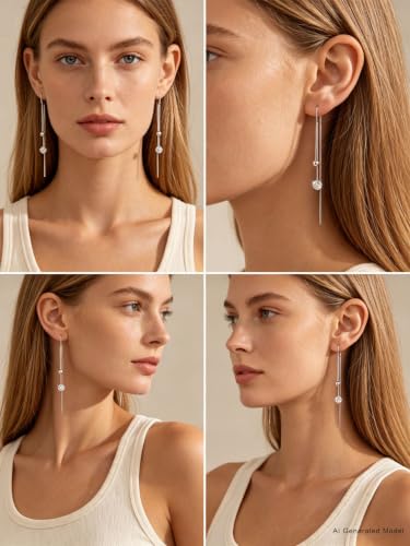 Silver Dangle Earrings Women Dangling Drop Bridesmaid Wedding Prom Jewelry - color: Silver disc drop