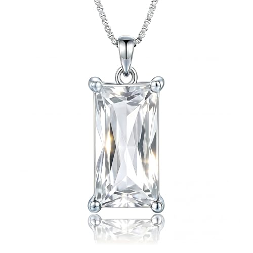 8mm x 16mm Square Birthstone Pendant Necklace – Fashion charming Sterling Silver Gift for women - color: April