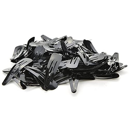 Black Snap Hair Clips, 12 Pcs Hair Barrettes for Women, 2 Inch | Non-slip Metal Hair Barrette Accessories for Girls, Women, Kids Teens or Toddlers