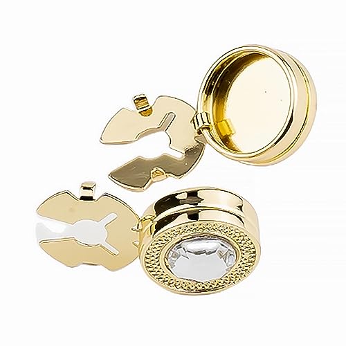 Mens Button Covers Tuxedo Shirt Cufflinks Alternative | Fake cufflinks and alternative fashion jewelry accessories for mens formal business dress shirts suits and groomsmen - color: H Golden white