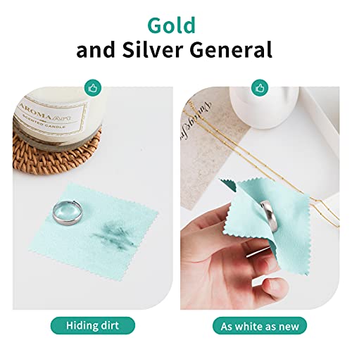 CATIFLIN 100pcs Premium Jewelry Cleaning Cloth, Silver Polishing Cloth Individually Wrapped, for Sterling Silver, Gold, Brass, Silverware, Coin, Ring, Watch and More (Sea Blue, 3.15" x 3.15") - color: Sea Blue