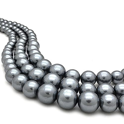 Fashion 21 Women's Faux Pearl Three Multi-Strand Statement Necklace and Earrings Set - color: Dark Grey