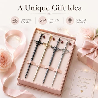 Sword Hair Stick Retro Metal Hair Sticks Ancient Style Swords Hair Chopsticks for Bun Hair Long Hair, Chinese Hair Pins Hair Sticks Hair Daggers for Hair Accessories (4Pcs)