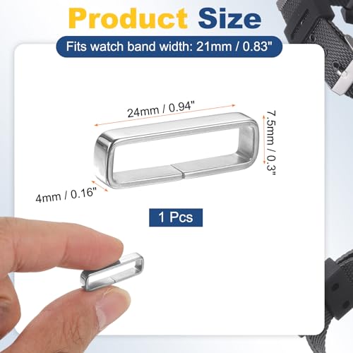 HARFINGTON Metal Watch Band Loops Replacement Watch Strap Holder Retainer Stainless Steel Wristwatch Strap - size: 21mm
