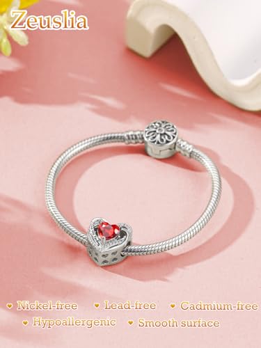 Heart Birthstone Charms for Bracelets, 925 Sterling Silver Women Bead Charms for Charm Bracelets Necklace, Mother's Day Birthday Anniversary Jewelry Gifts for Wife Mom Grandma Daughter - style: Bead - Jan - Garnet