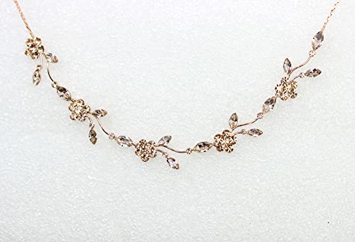 Faship Gorgeous Rhinestone Crystal Floral Necklace Earrings Set - color: Champagne