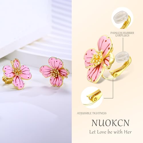 Clip on Earrings Women, 14K Gold Plated Earrings for Sensitive Ears, Fashion Women's Earrings Jewelry Birthday Gift for Wife Grandma Daughter Girls on Christmas Thanksgiving - color: Pink Gradient Earrings