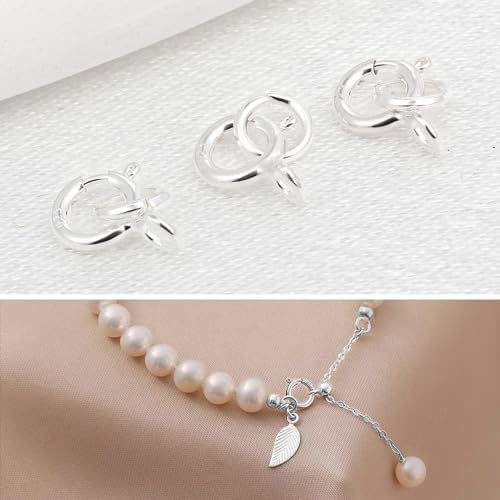 925 Sterling Silver Necklace Clasps, 5mm Spring Clasps for Jewelry Making | Jewelry Clasps and Closures, 4mm Sterling Silver Jump Rings, Bracelet for DIY Jewelry Making Supplies - color: Sterling Silver