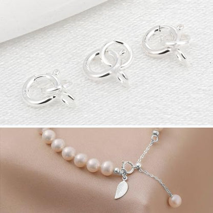 925 Sterling Silver Necklace Clasps, 5mm Spring Clasps for Jewelry Making | Jewelry Clasps and Closures, 4mm Sterling Silver Jump Rings, Bracelet for DIY Jewelry Making Supplies - color: Sterling Silver