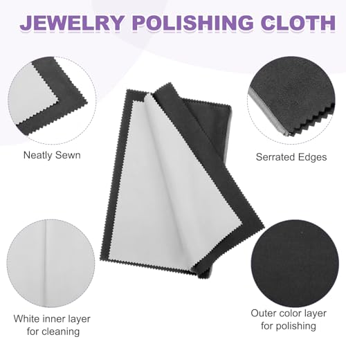 PATIKIL 7.9"x7.9" Jewelry Cleaning Cloth, 2 Pack Double-Sided Fleece Polishing Cloth for Gold, Silver and Jewelry, Black - color: Black, size: 7.9"x7.9"